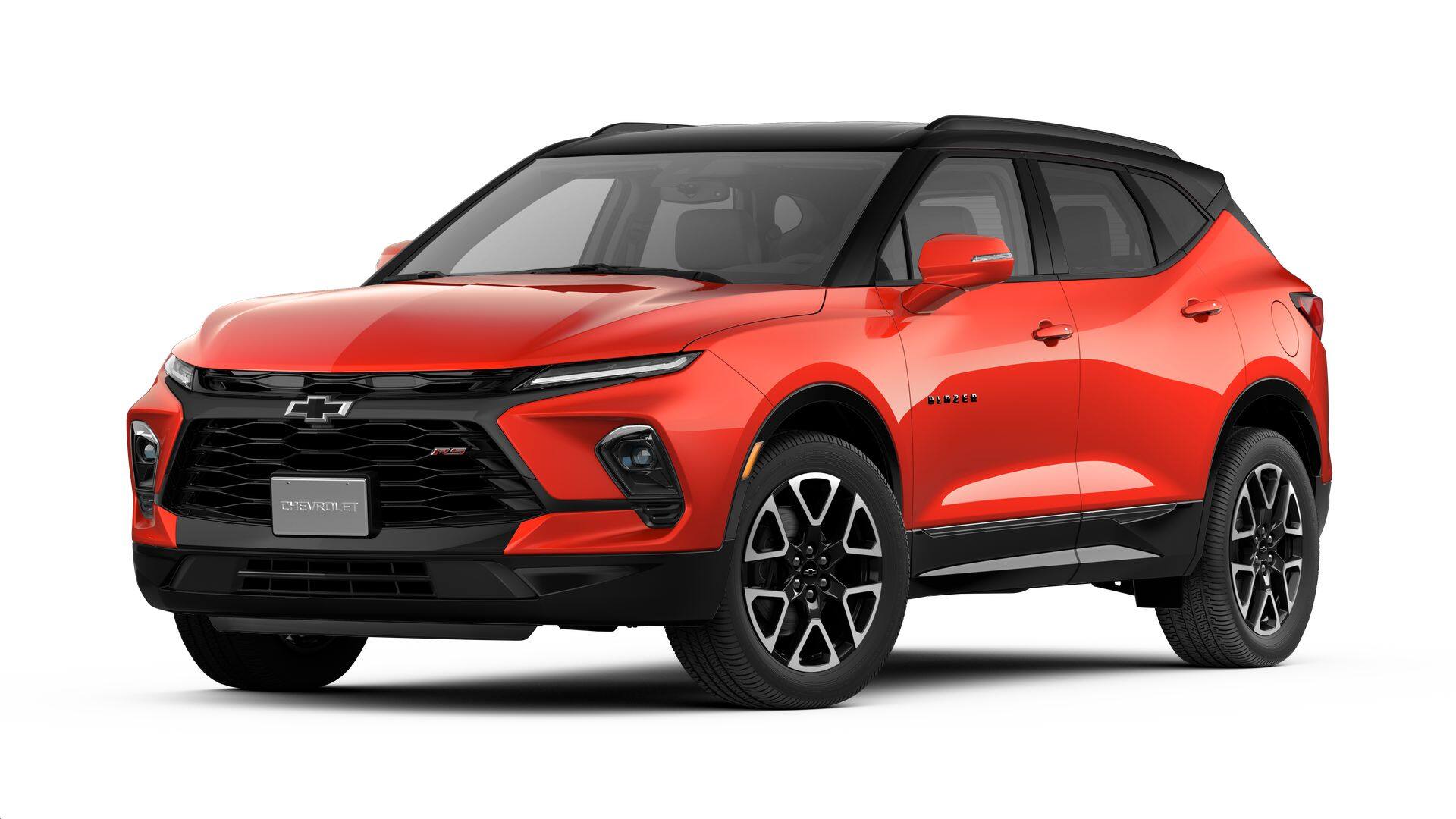 2026 Chevrolet Blazer RS in Habanero Orange — front three-quarter view